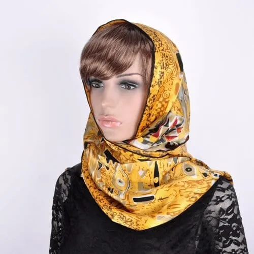 100% Luxurious Silk Scarf Gustav Klimt Famous Painted Scarves The Lady in Gold