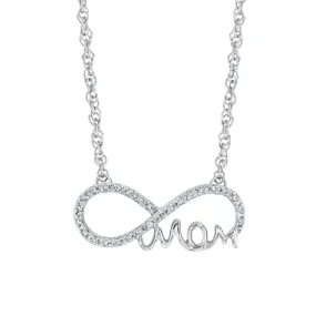 1/10ctw Round Diamond Mom Infinity Sterling Silver Pendant Necklace | Mills Collection
