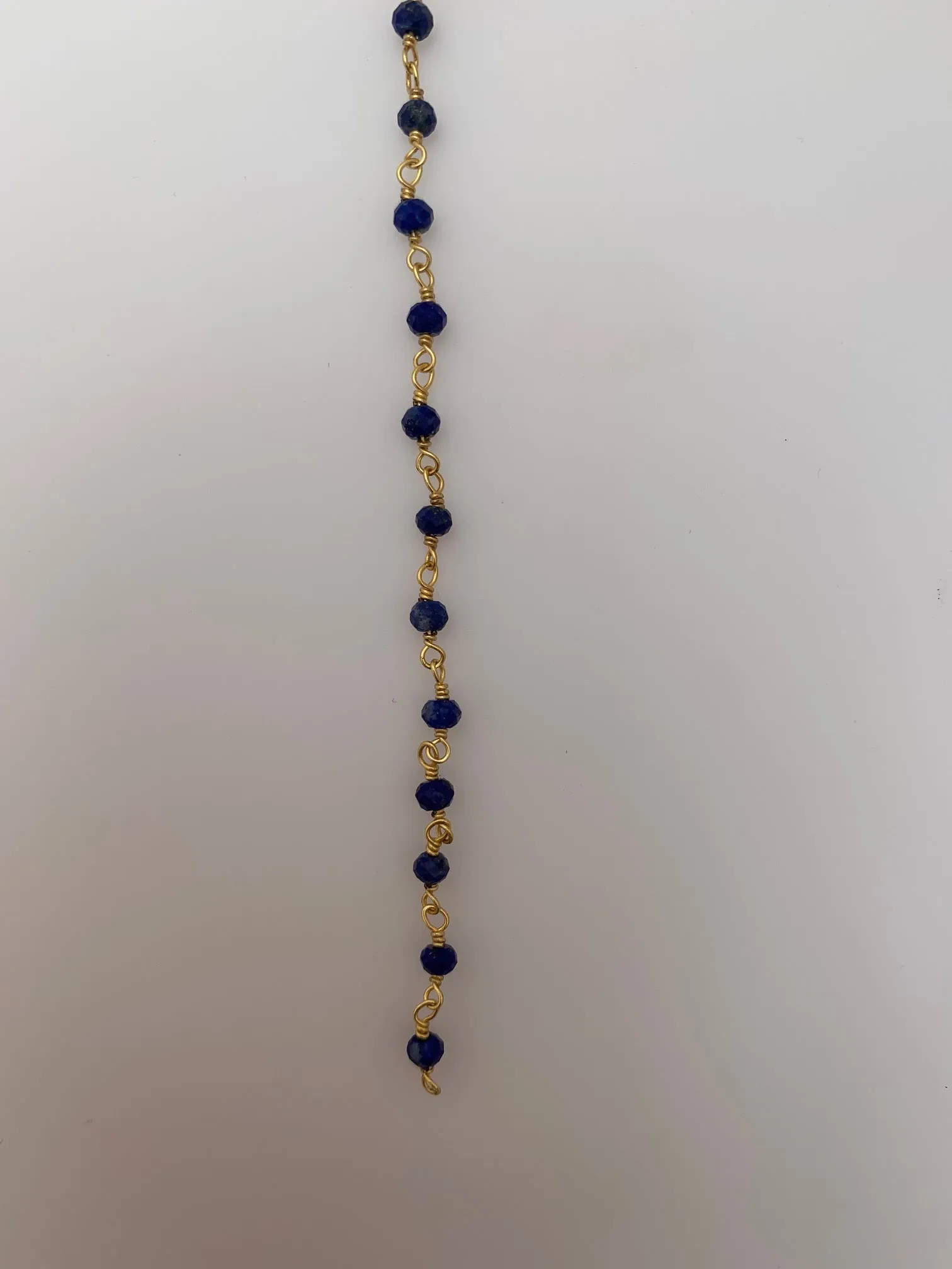 3 Feet Blue Lapis Gold Plated   Faceted Beaded Chain,Wire Wrapping  Chain,Natural Gemstone chain Size :3mm #Blue Lapis