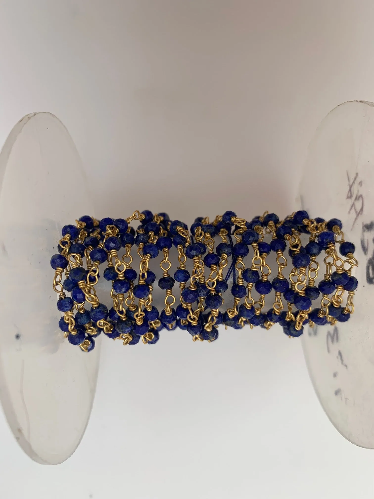 3 Feet Blue Lapis Gold Plated   Faceted Beaded Chain,Wire Wrapping  Chain,Natural Gemstone chain Size :3mm #Blue Lapis