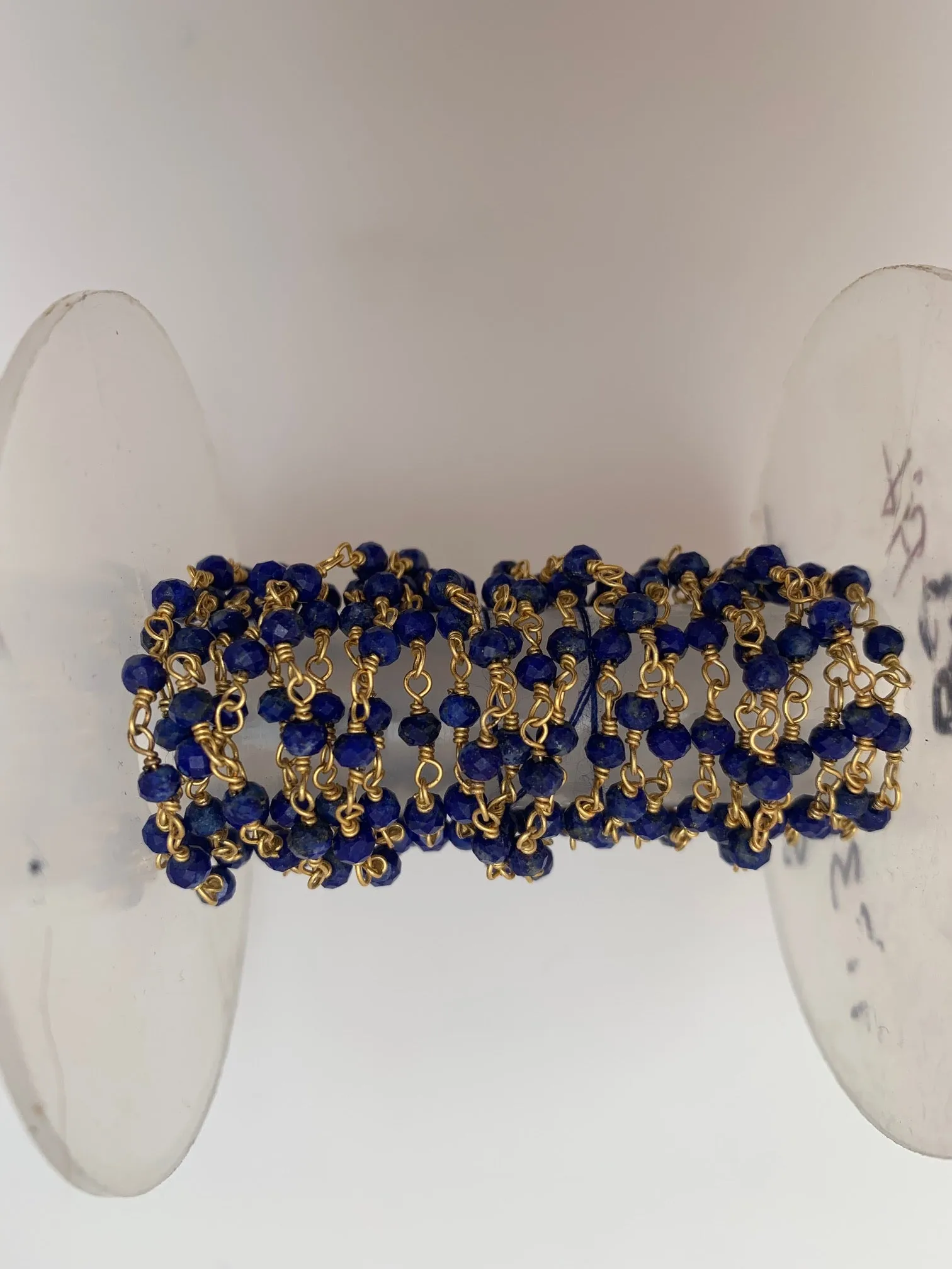 3 Feet Blue Lapis Gold Plated   Faceted Beaded Chain,Wire Wrapping  Chain,Natural Gemstone chain Size :3mm #Blue Lapis