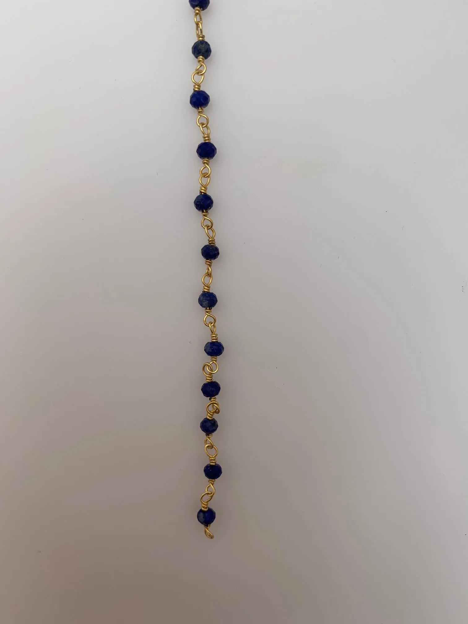 3 Feet Blue Lapis Gold Plated   Faceted Beaded Chain,Wire Wrapping  Chain,Natural Gemstone chain Size :3mm #Blue Lapis