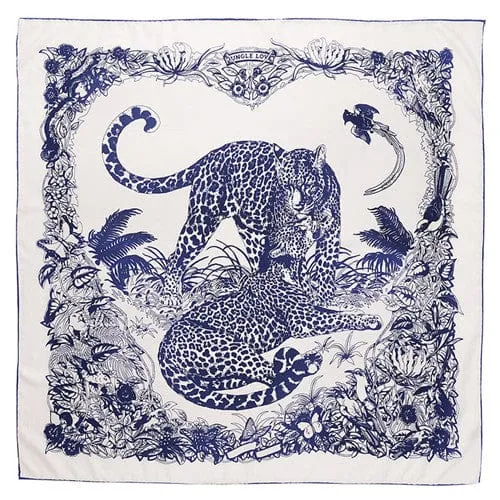 90x90cm Leopard Print Square Silk Scarves Twilly Scarf-Mutiple Patterns