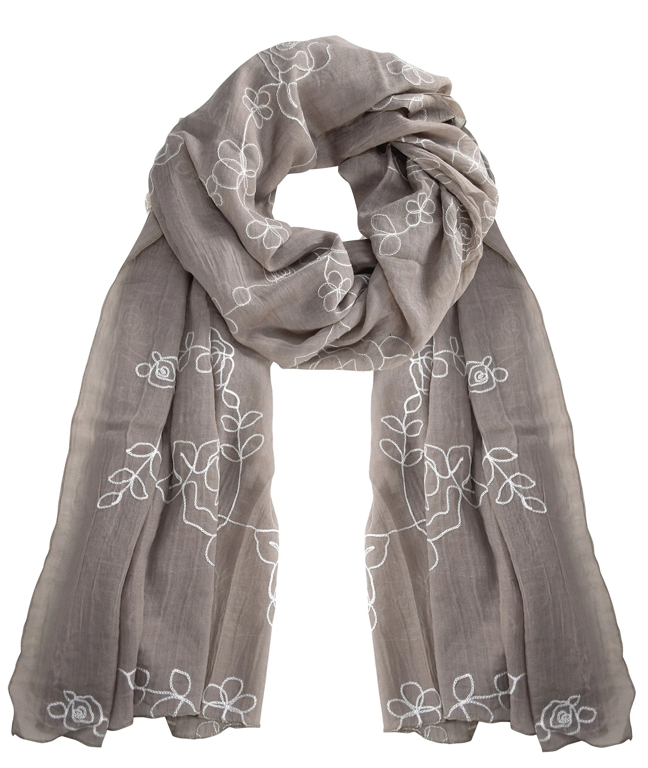All Seasons Floral Embroidered Flower Summer Shawl Scarf Wrap