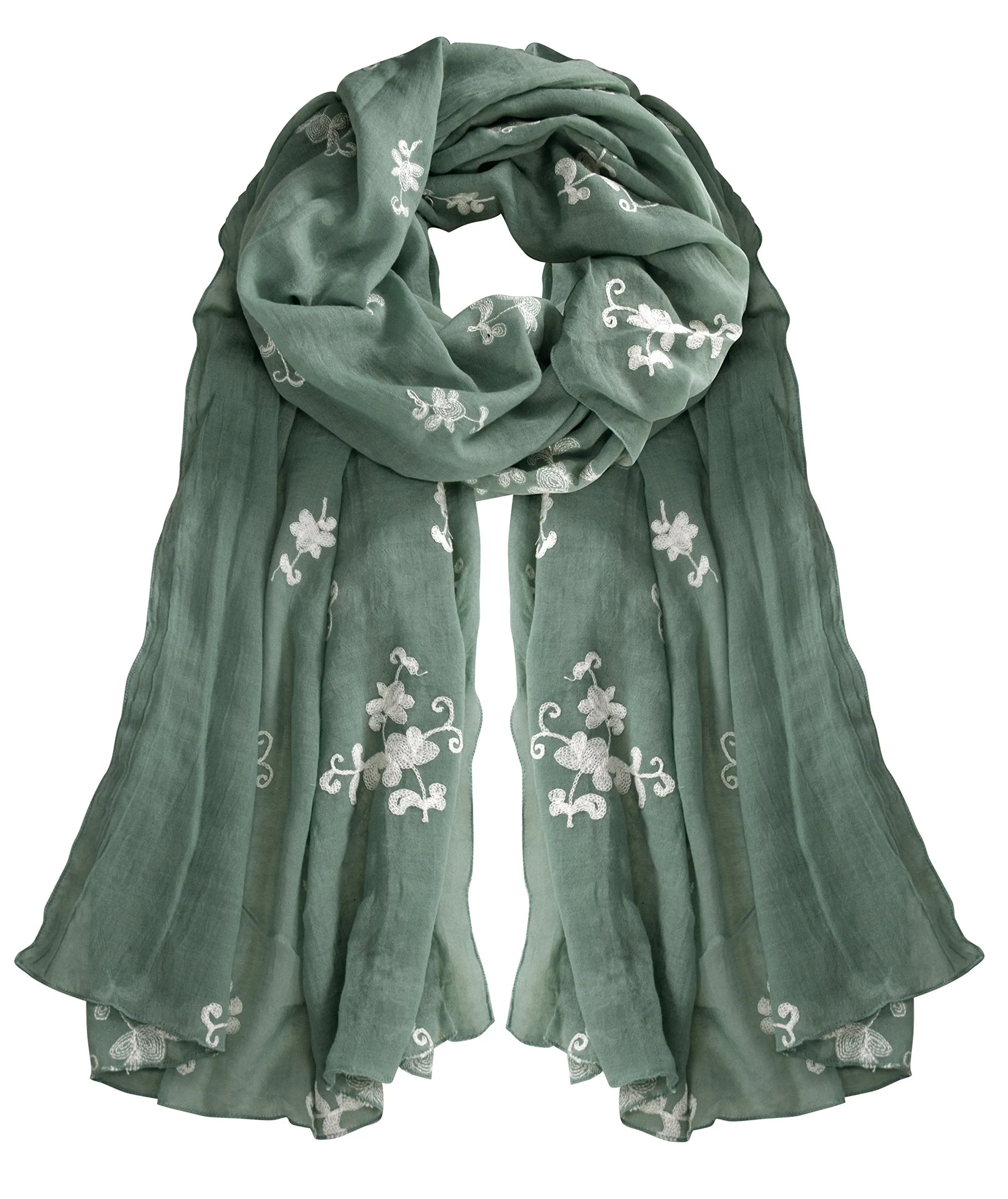 All Seasons Floral Embroidered Flower Summer Shawl Scarf Wrap