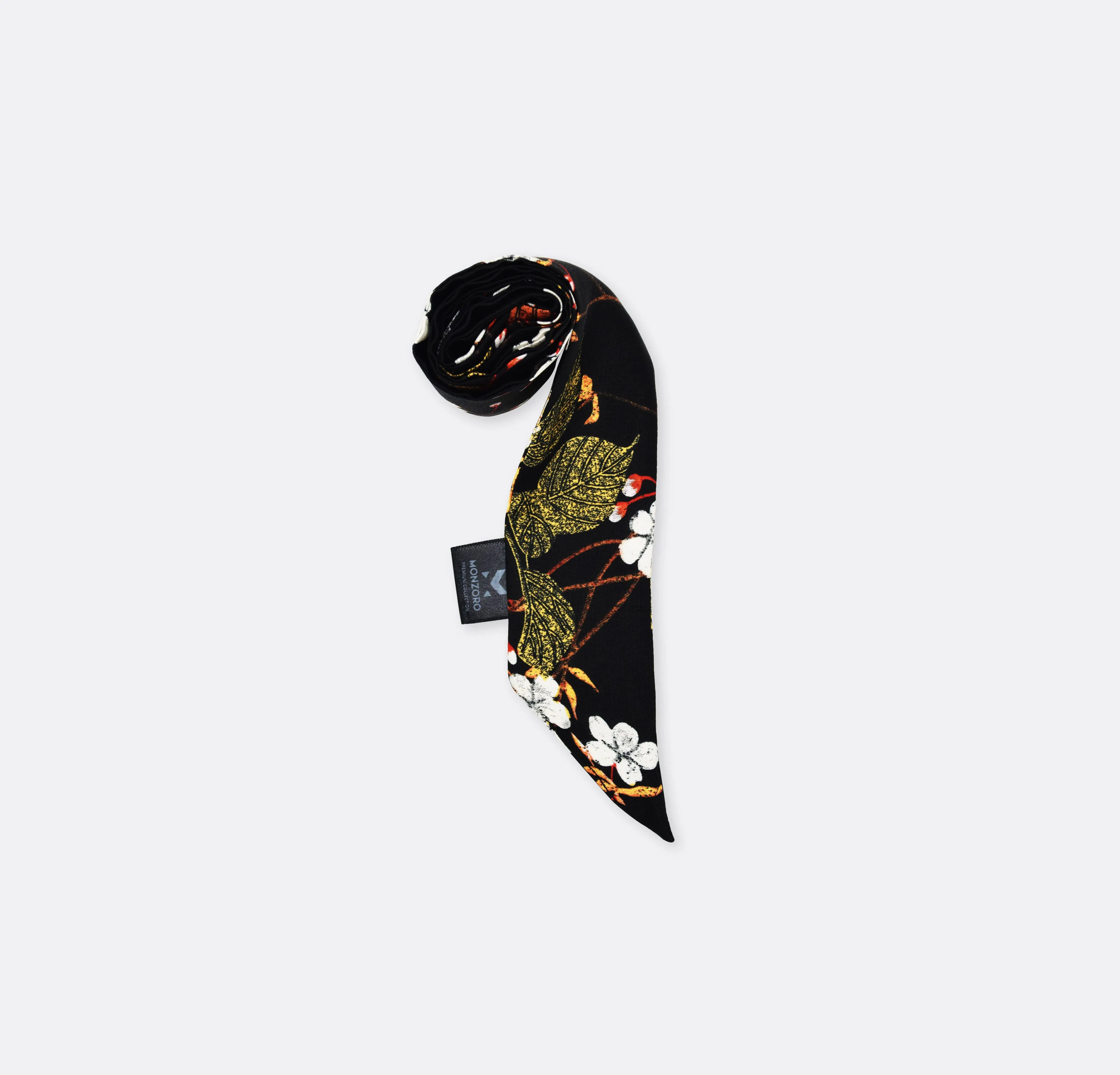 Black and gold daisy silk twilly Scarves