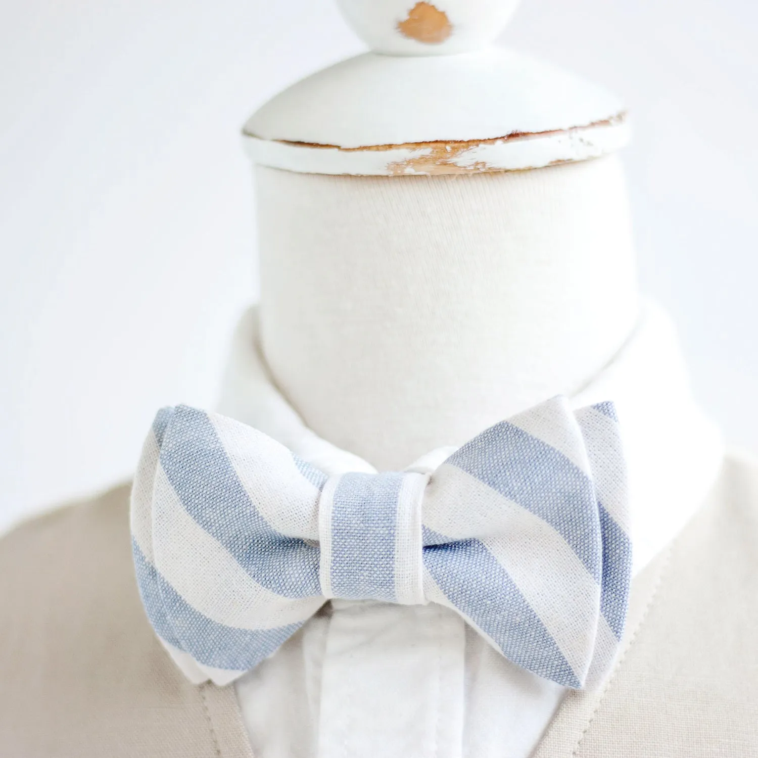 Boy's Necktie / Wide Chambray Linen Stripe