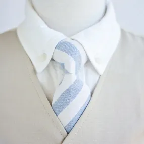Boy's Necktie / Wide Chambray Linen Stripe