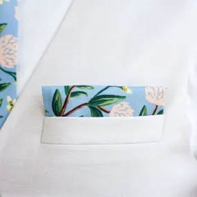Boy's Pocket Square / Peonies In Dusty Blue