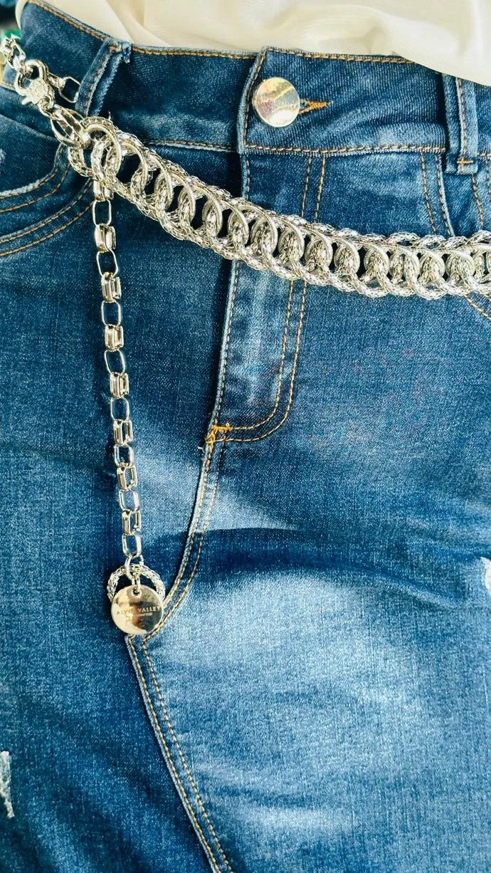 Braided Rings Chain Belt Silver