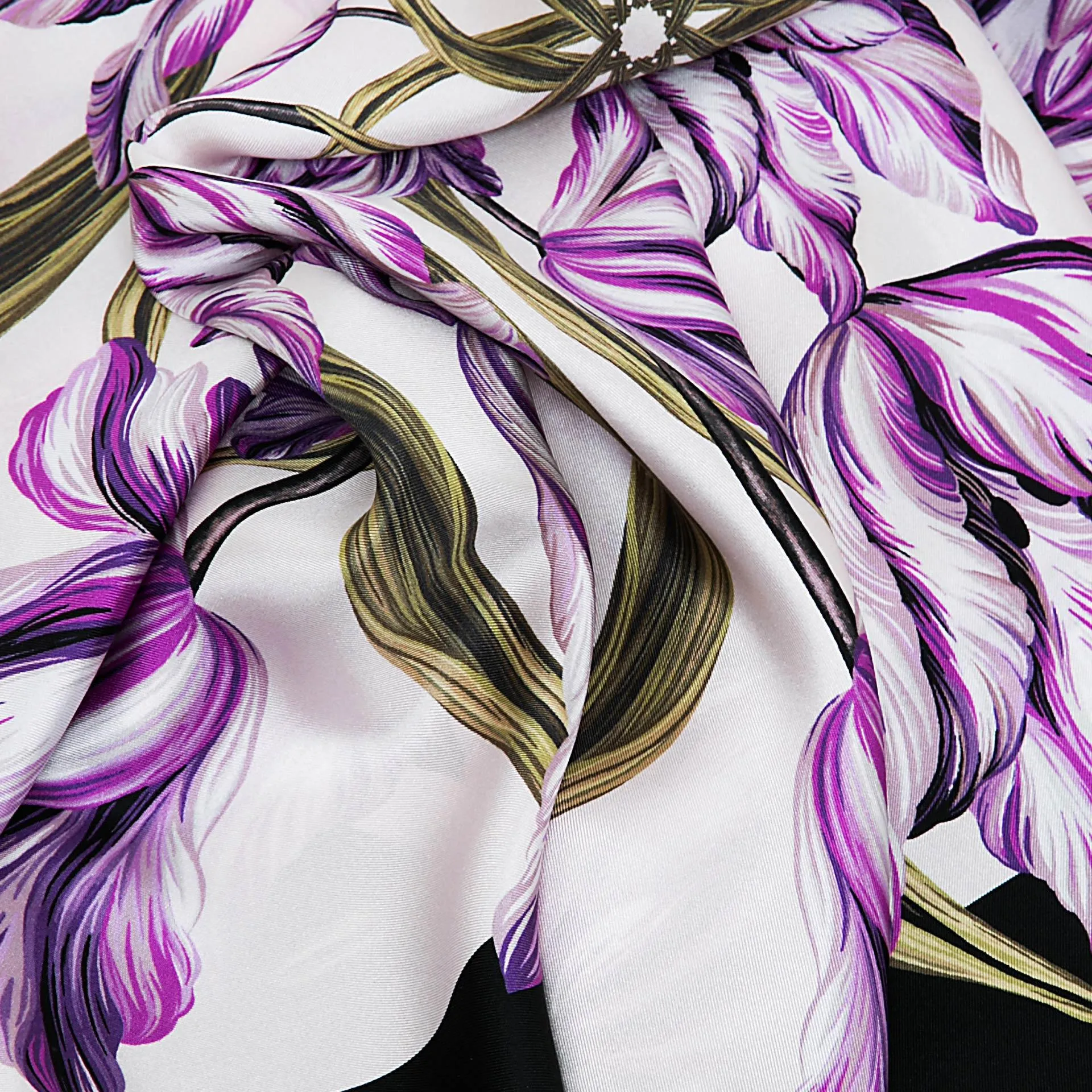 British Tulip Garden Silk Scarf Violet