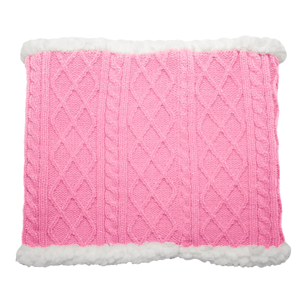 Cable Knit Snood Neck Warmer | Pink