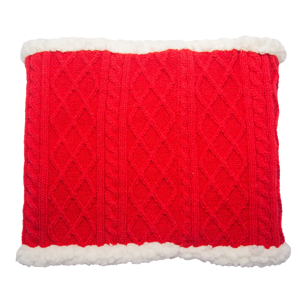 Cable Knit Snood Neck Warmer | Red