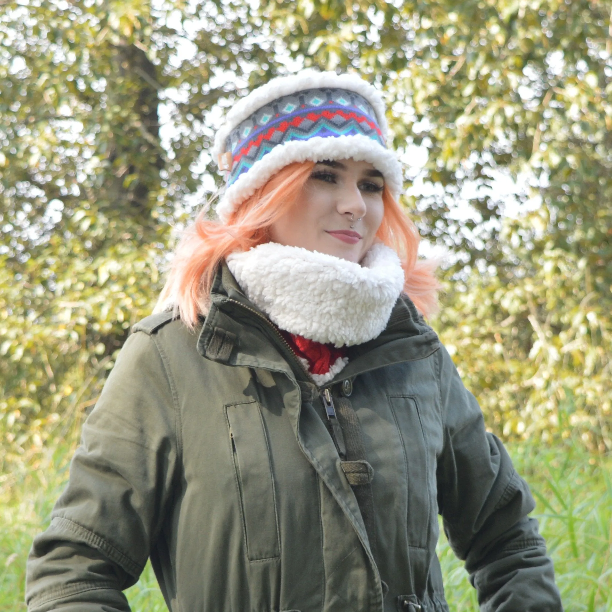 Cable Knit Snood Neck Warmer | Red