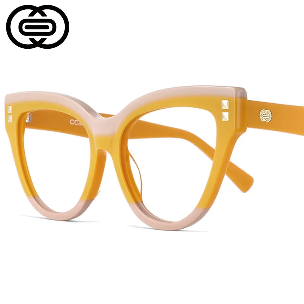 CCspace Unisex Full Rim Oversized Cat Eye Acetate Frame Eyeglasses 49795