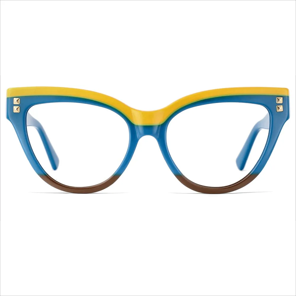 CCspace Unisex Full Rim Oversized Cat Eye Acetate Frame Eyeglasses 49795