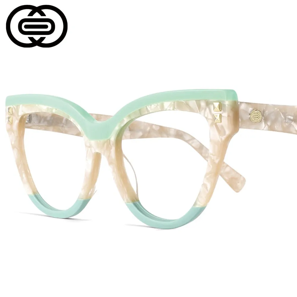 CCspace Unisex Full Rim Oversized Cat Eye Acetate Frame Eyeglasses 49795