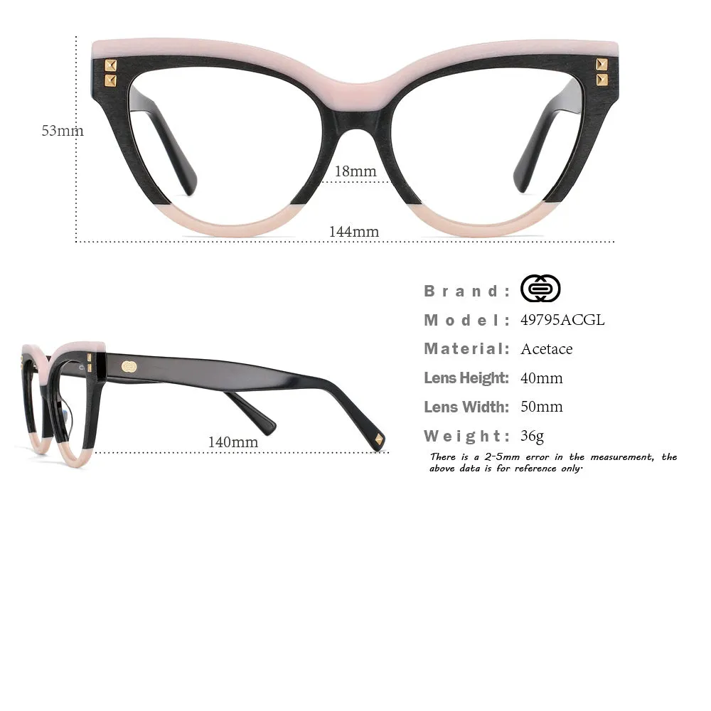 CCspace Unisex Full Rim Oversized Cat Eye Acetate Frame Eyeglasses 49795