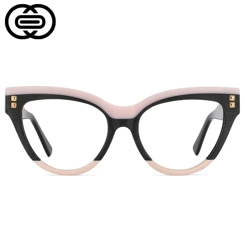 CCspace Unisex Full Rim Oversized Cat Eye Acetate Frame Eyeglasses 49795