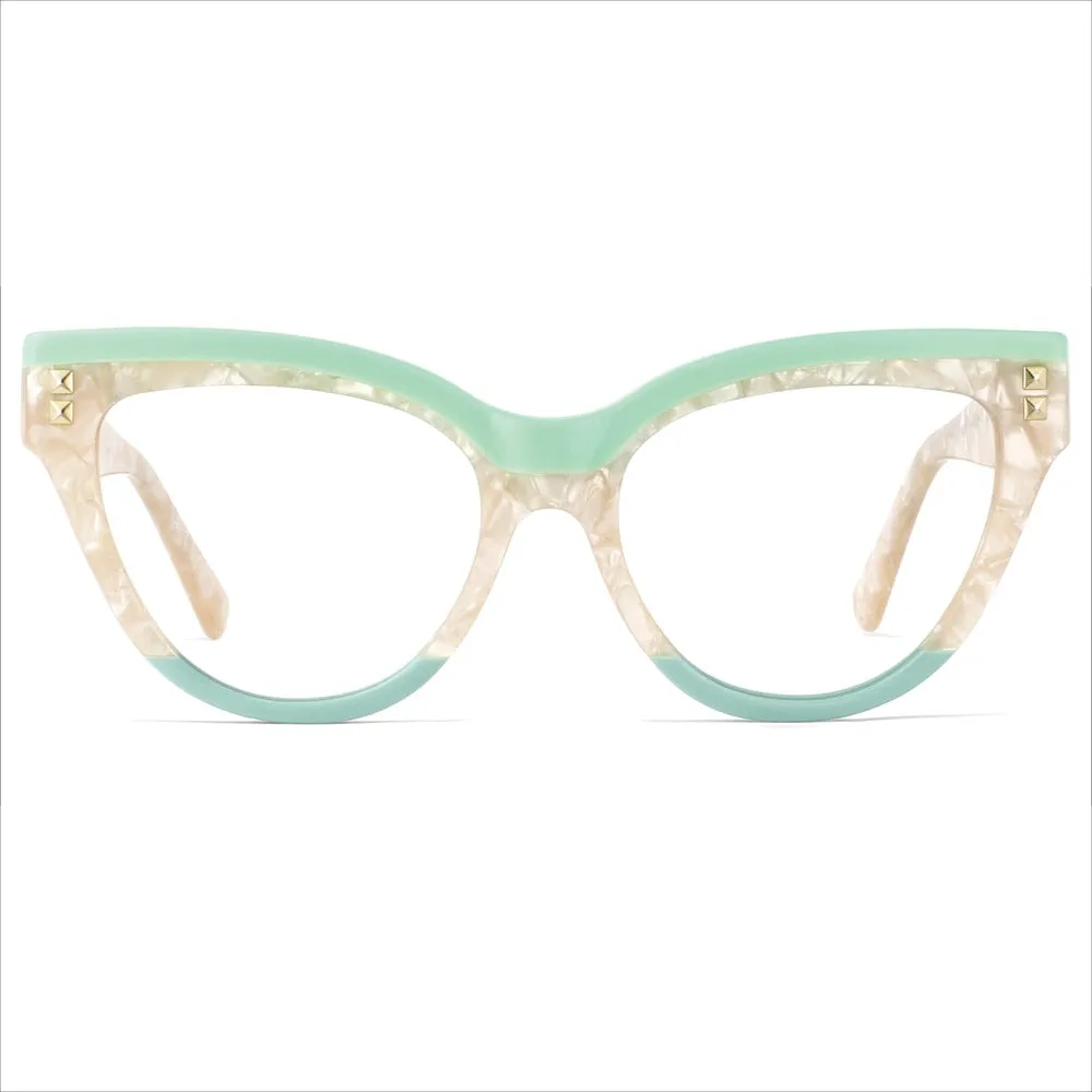 CCspace Unisex Full Rim Oversized Cat Eye Acetate Frame Eyeglasses 49795