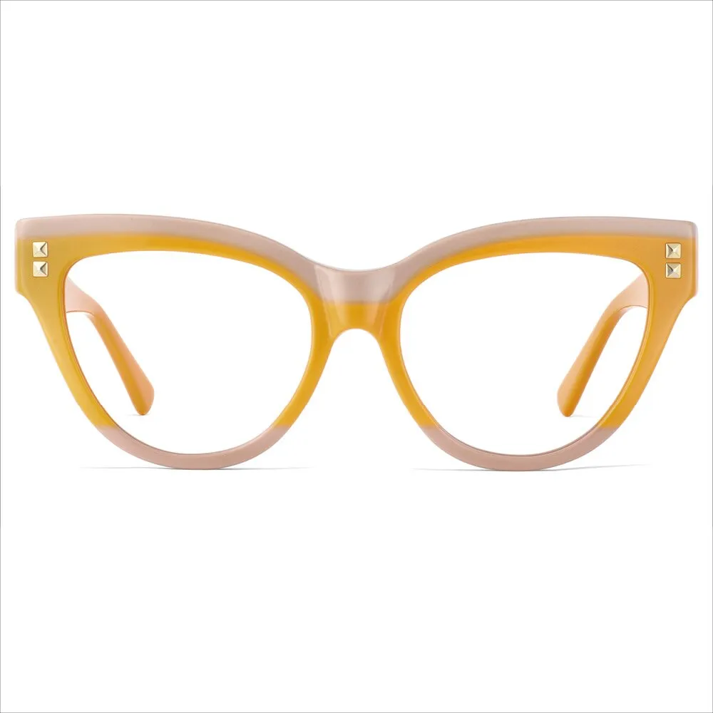 CCspace Unisex Full Rim Oversized Cat Eye Acetate Frame Eyeglasses 49795