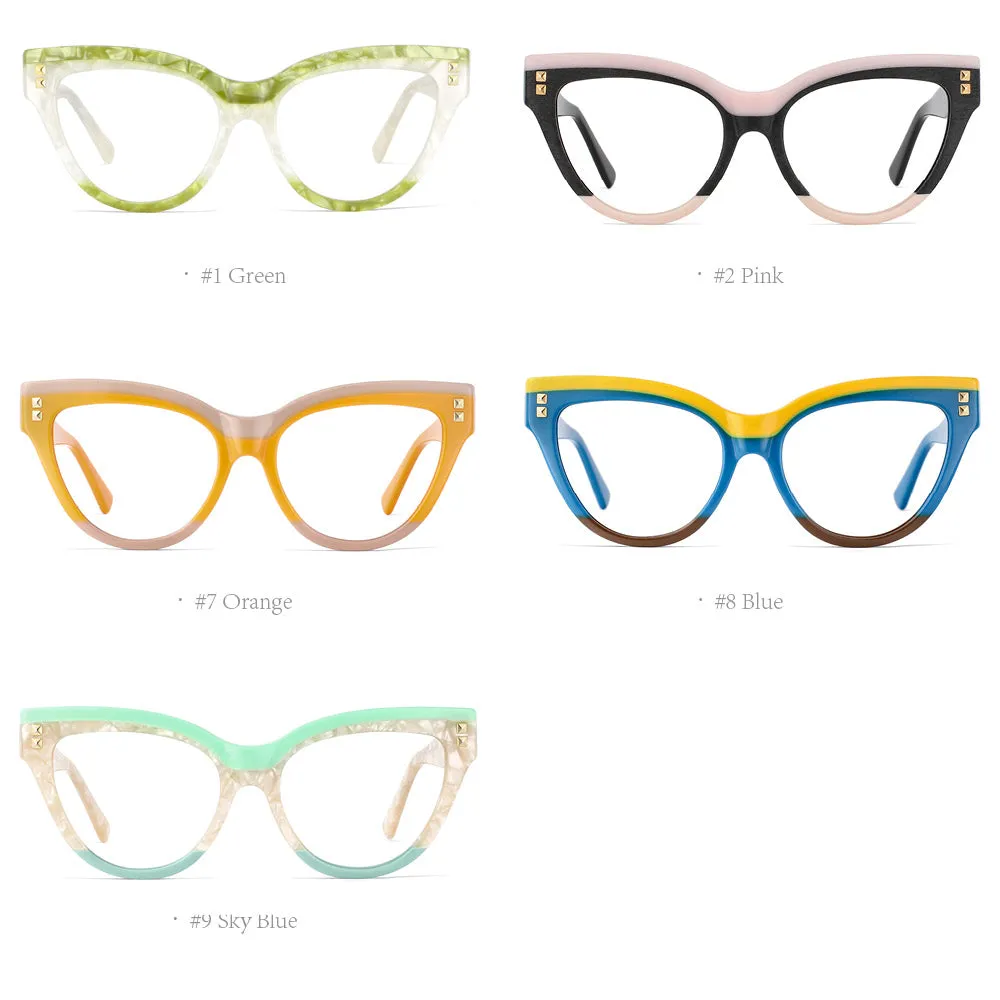 CCspace Unisex Full Rim Oversized Cat Eye Acetate Frame Eyeglasses 49795