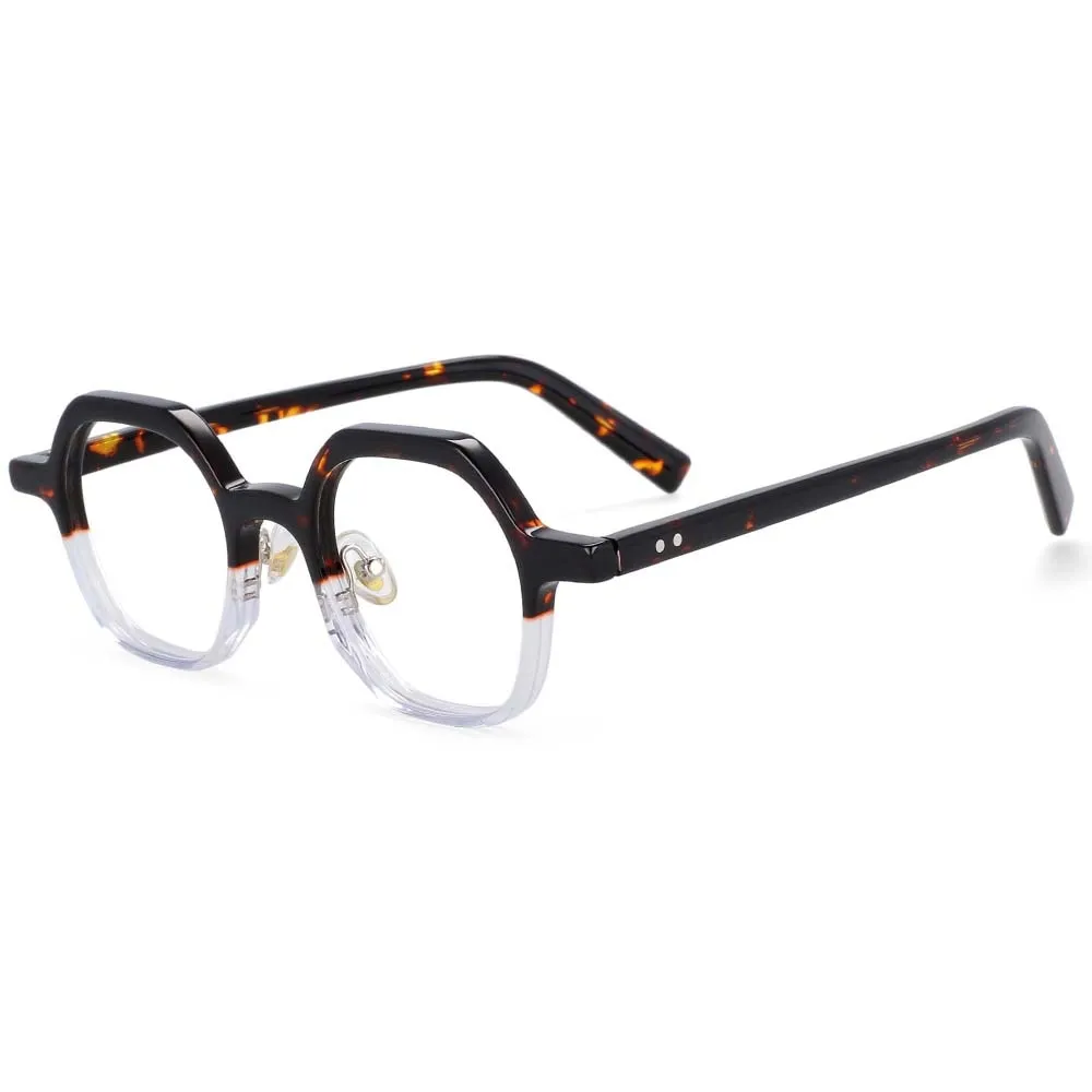 CCspace Unisex Full Rim Polygonal Acetate Frame Eyeglasses 54229