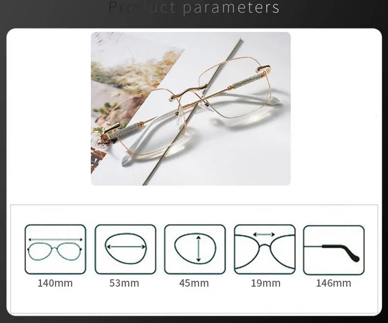 CCspace Unisex Rimless Square Alloy Hyperopic Reading Glasses 55738