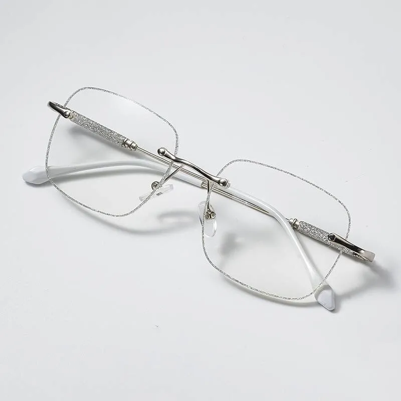 CCspace Unisex Rimless Square Alloy Hyperopic Reading Glasses 55738