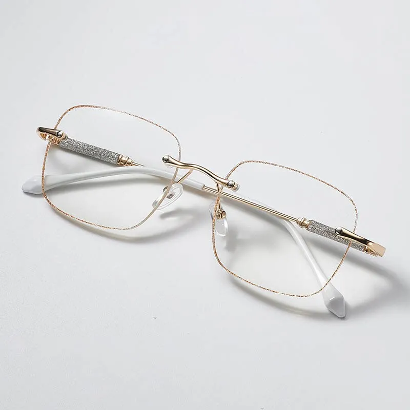 CCspace Unisex Rimless Square Alloy Hyperopic Reading Glasses 55738