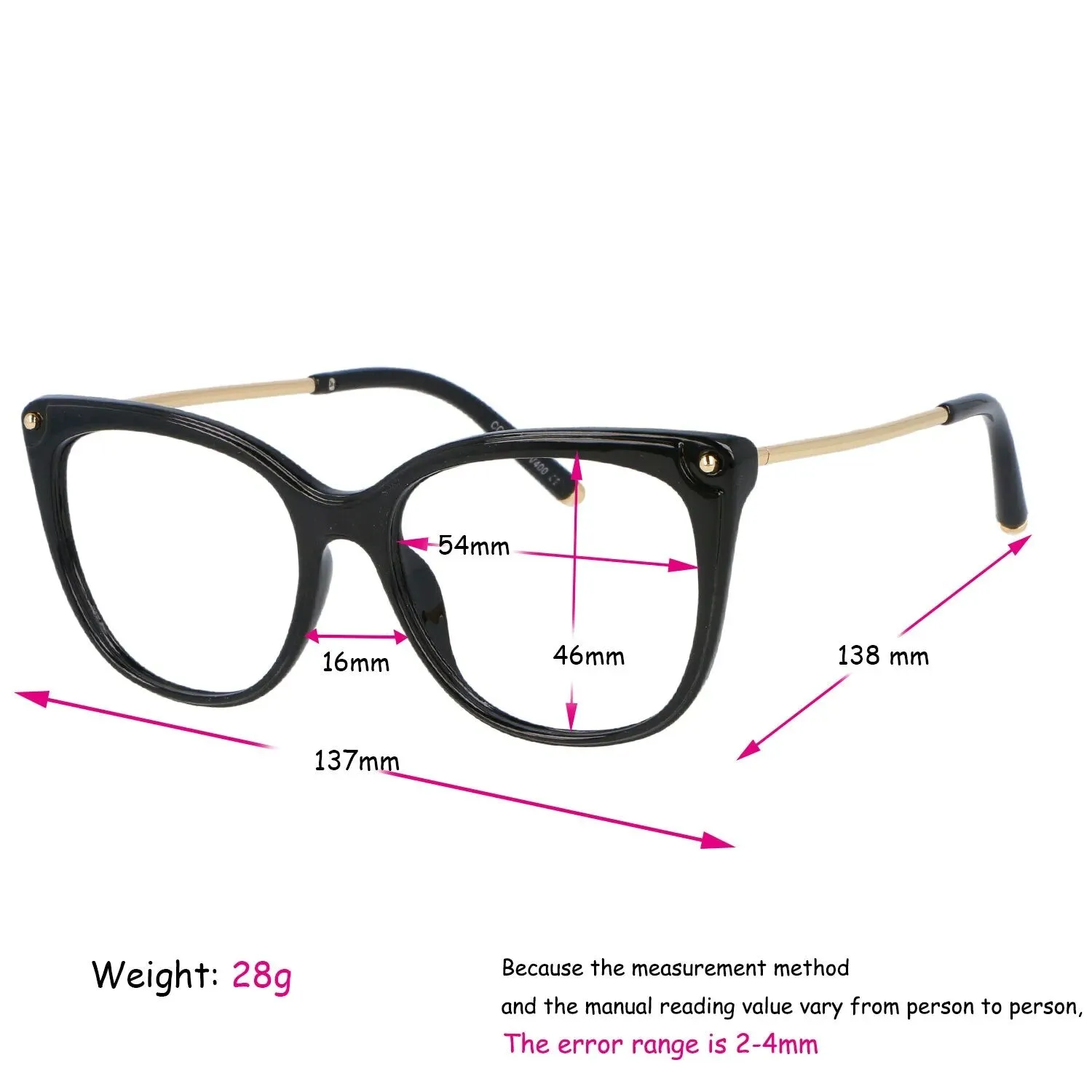 CCspace Women's Full Rim Cat Eye Tr 90 Titanium Reading Glasses R45818