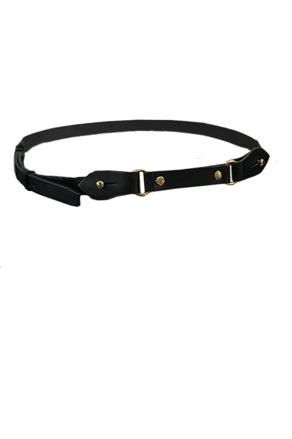 Convertible Draped Chain & Leather Belt- Black