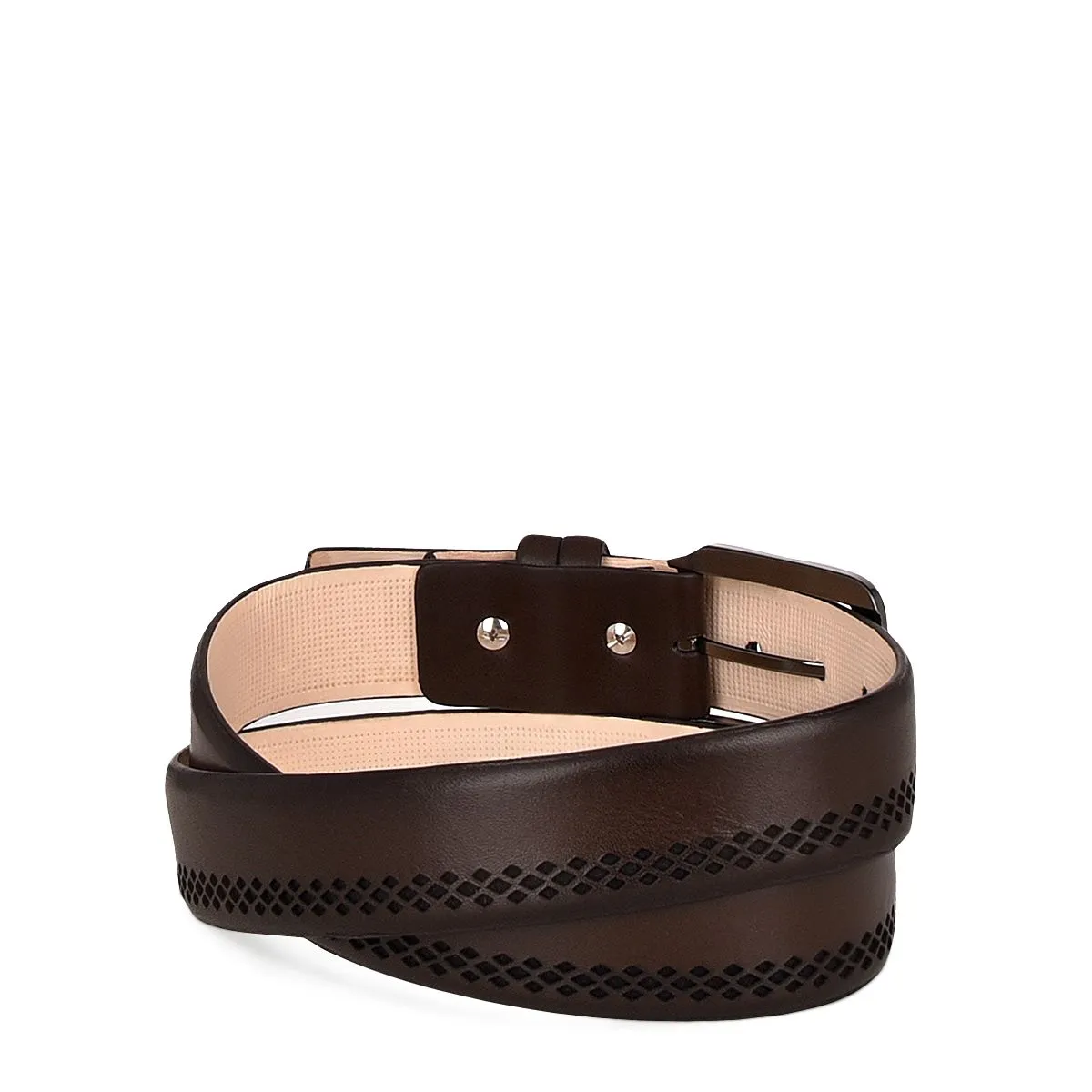 CS535RS - Cuadra brown casual dress soft calfskin leather belt for men