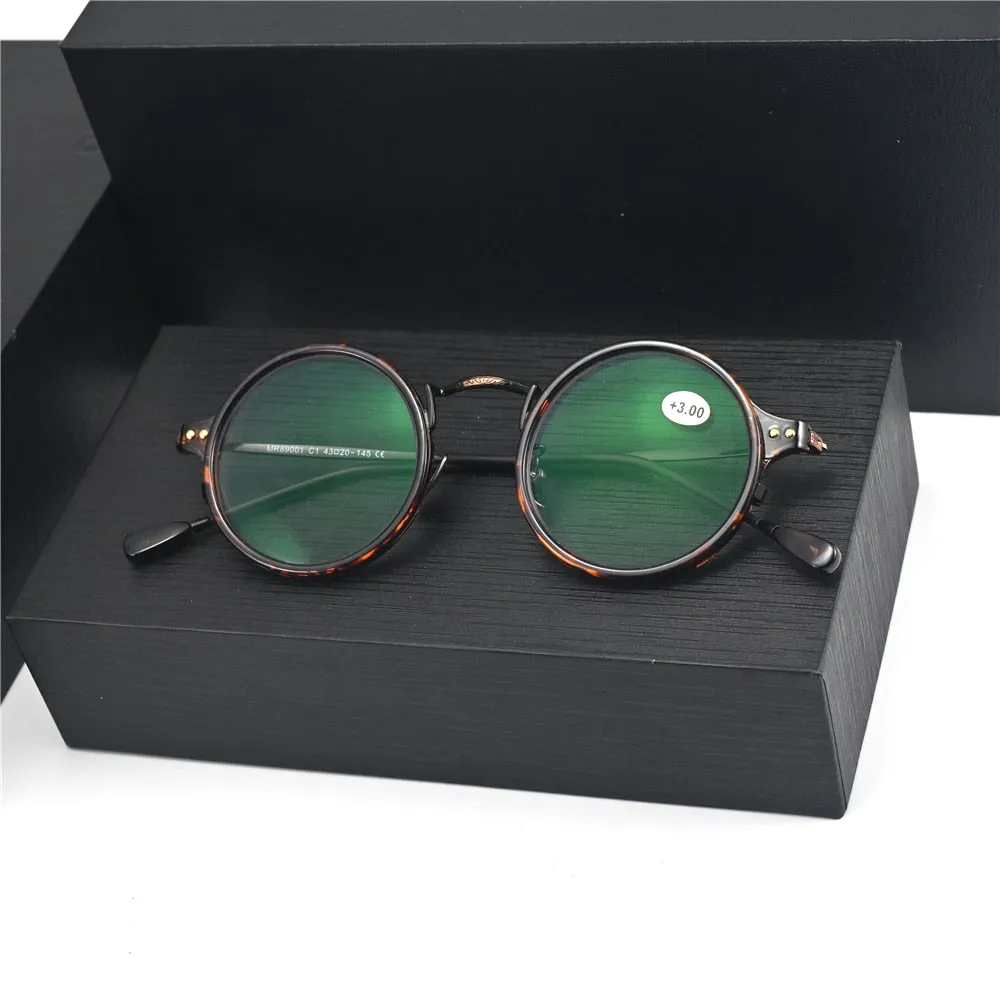 Cubojue Unisex Full Rim Small Round Alloy Presbyopic Reading Glasses 89001p