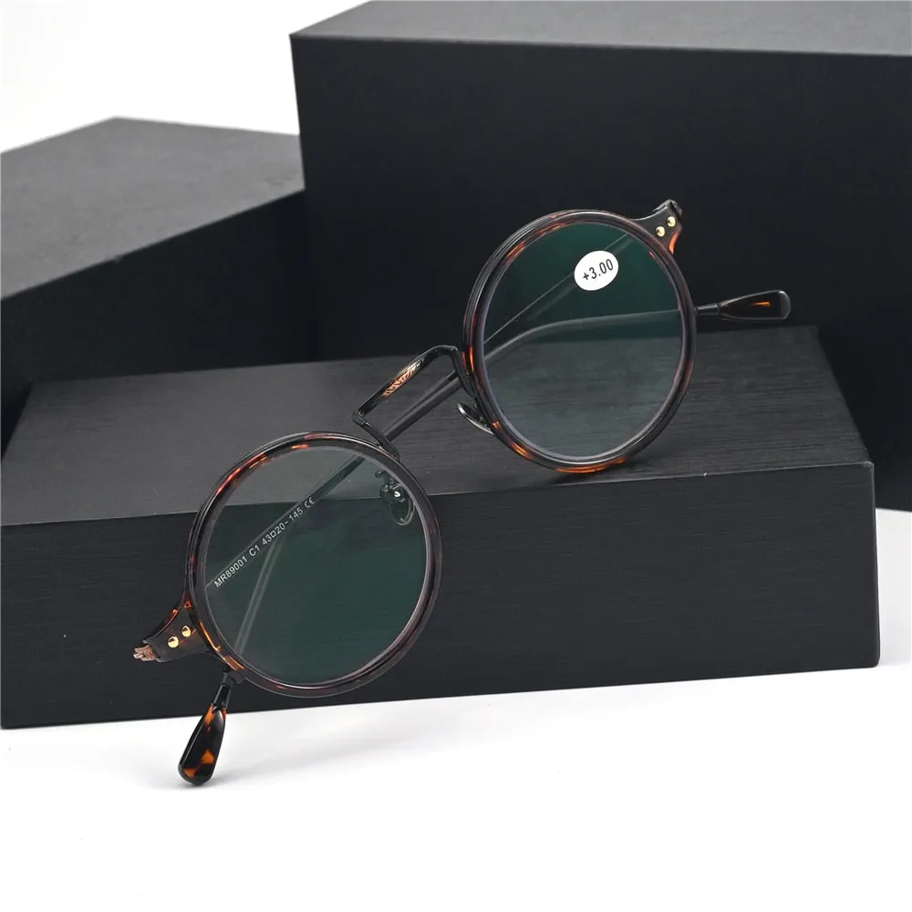 Cubojue Unisex Full Rim Small Round Alloy Presbyopic Reading Glasses 89001p
