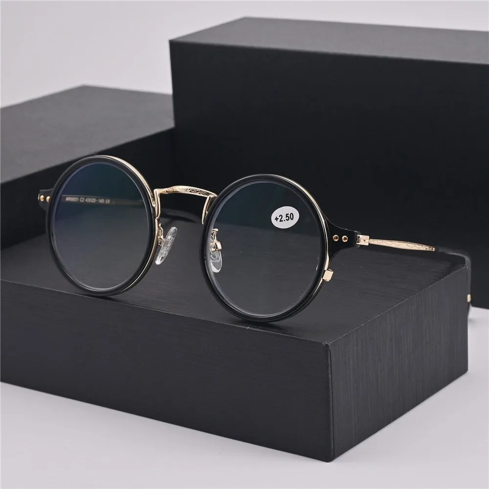 Cubojue Unisex Full Rim Small Round Alloy Presbyopic Reading Glasses 89001p