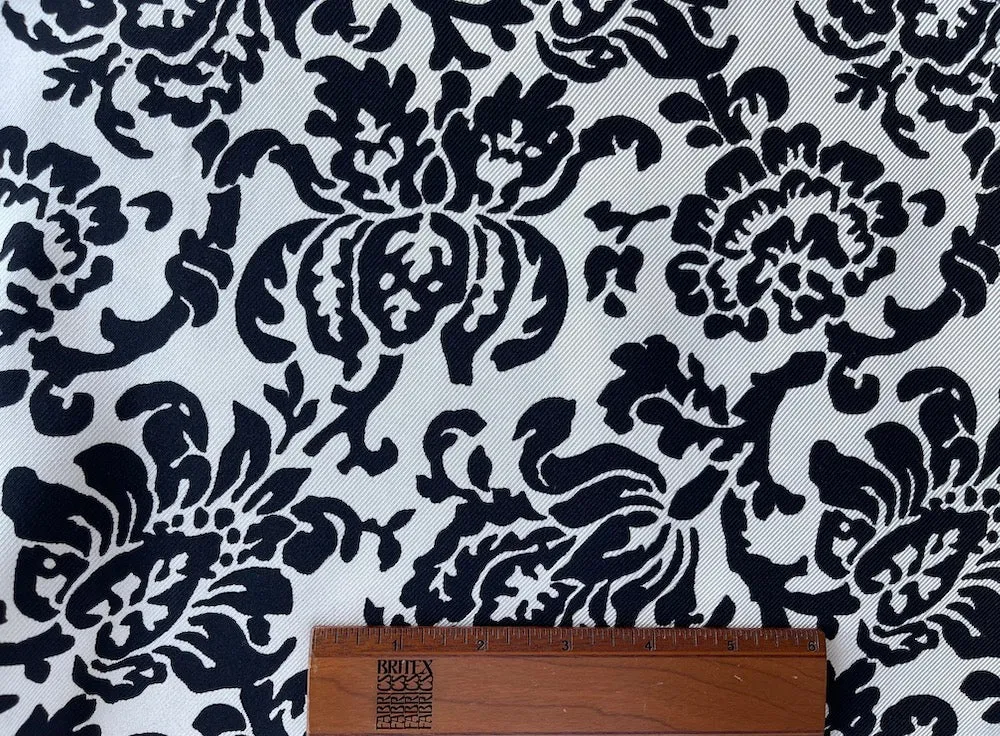 Designer Silhouetted Open Lotus Silk Twill (Made in Italy)