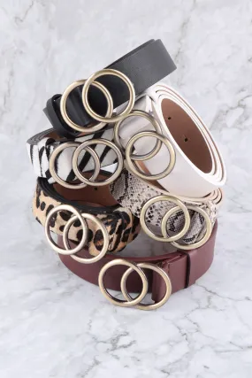 DOUBLE ROUND BUCKLE WOMEN BELT