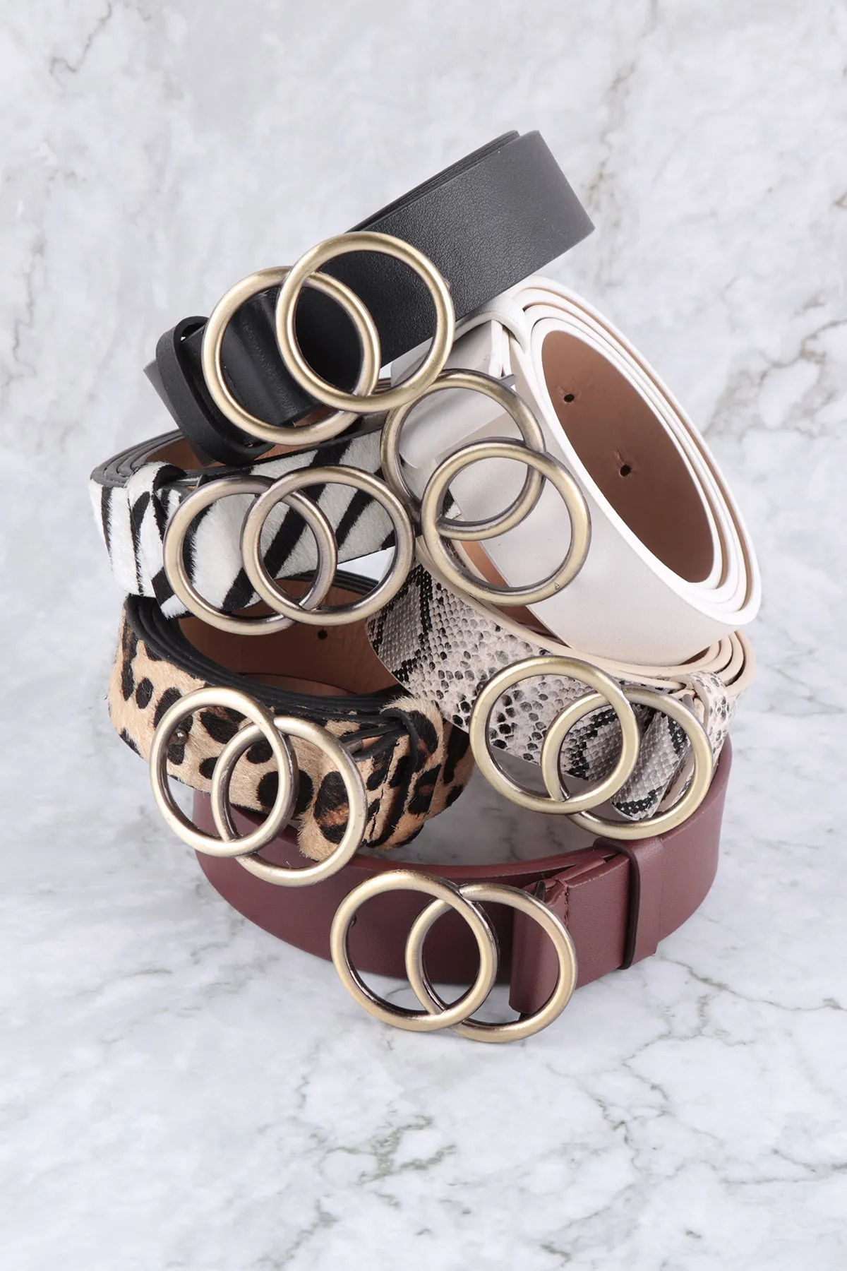 DOUBLE ROUND BUCKLE WOMEN BELT