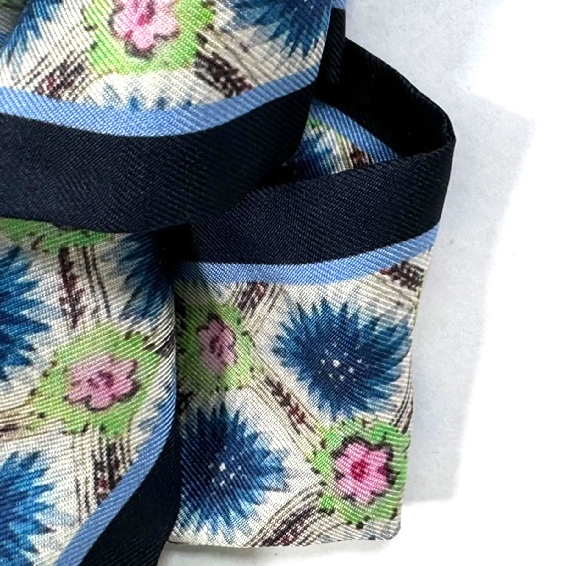 Etro Twilly Scarf Blue Pink Floral Design - Women Collection Skinny Scarf SALE