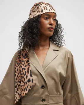 Eugenia Kim Gigi satin scarf with leopard print