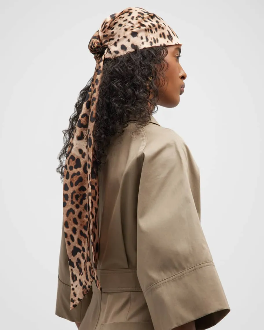Eugenia Kim Gigi satin scarf with leopard print