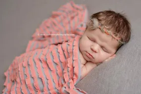Gray Coral Ruffle Stretch Knit Baby Wrap