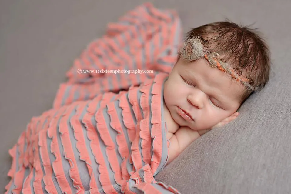 Gray Coral Ruffle Stretch Knit Baby Wrap