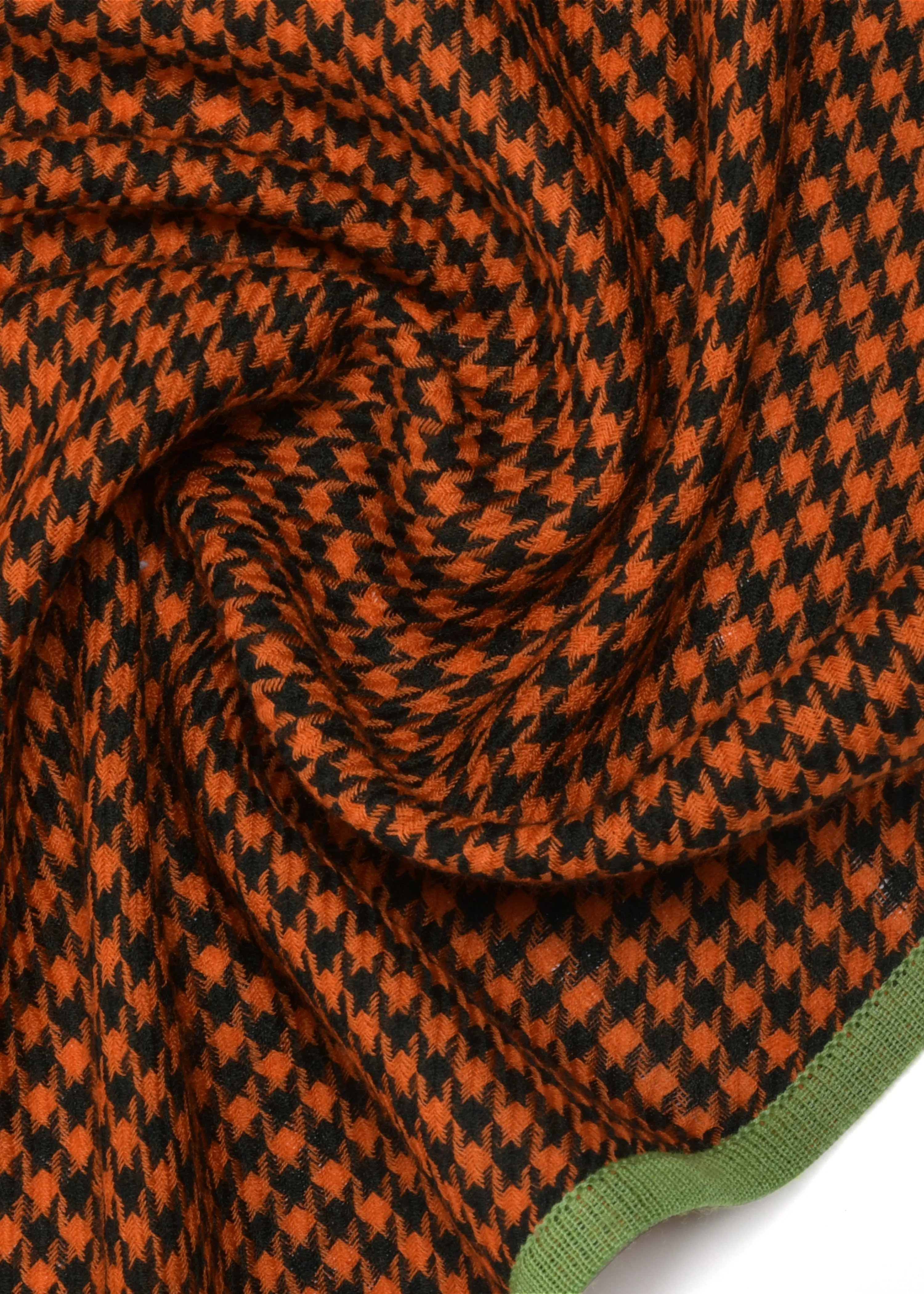 Houndstooth Stole with Piping Border in Merino