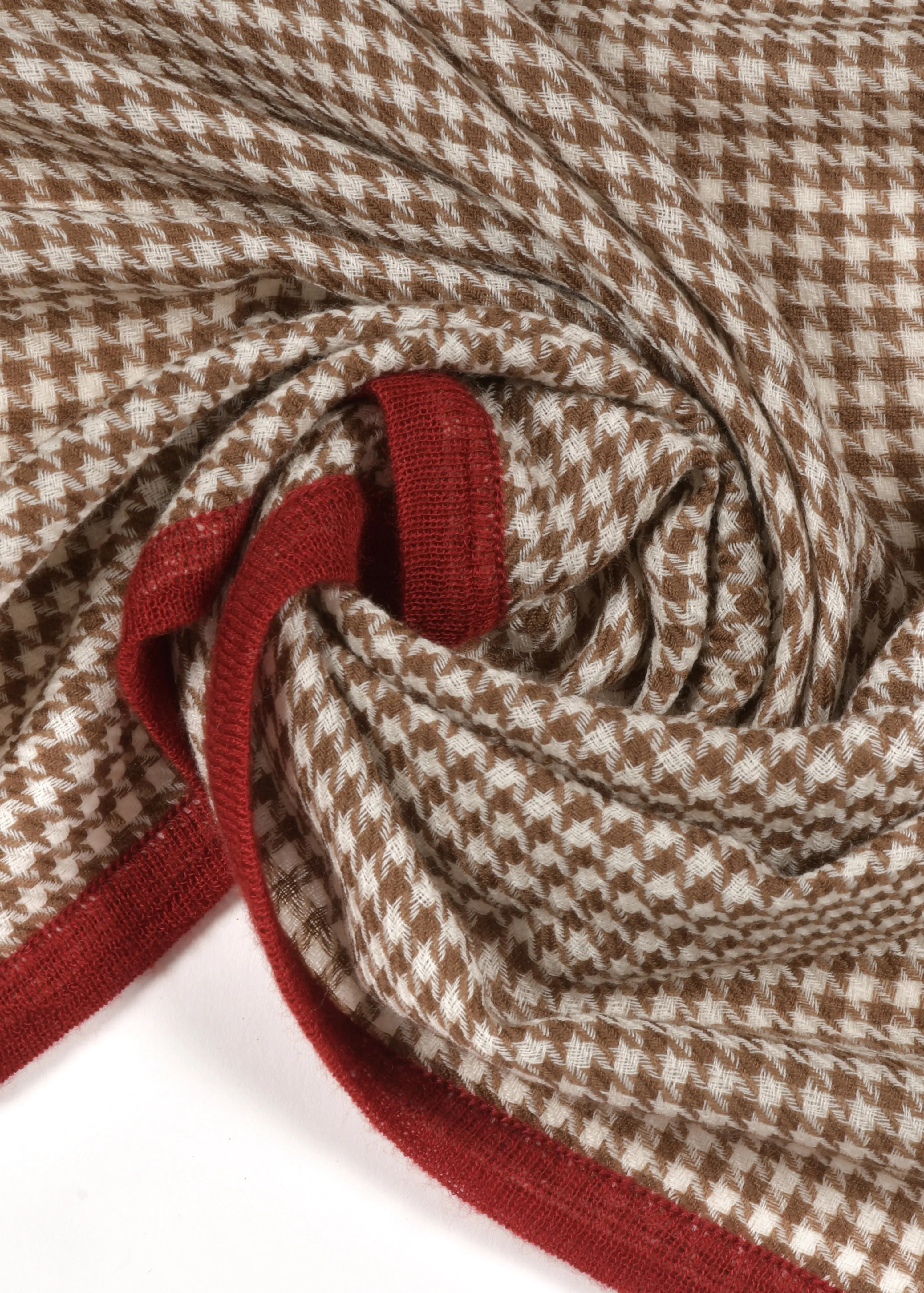 Houndstooth Stole with Piping Border in Merino