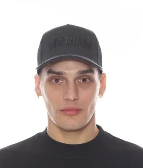 Hvman - "Hvman" Mesh Trucker Cap (Black) - Durable Wool Regular Fit
