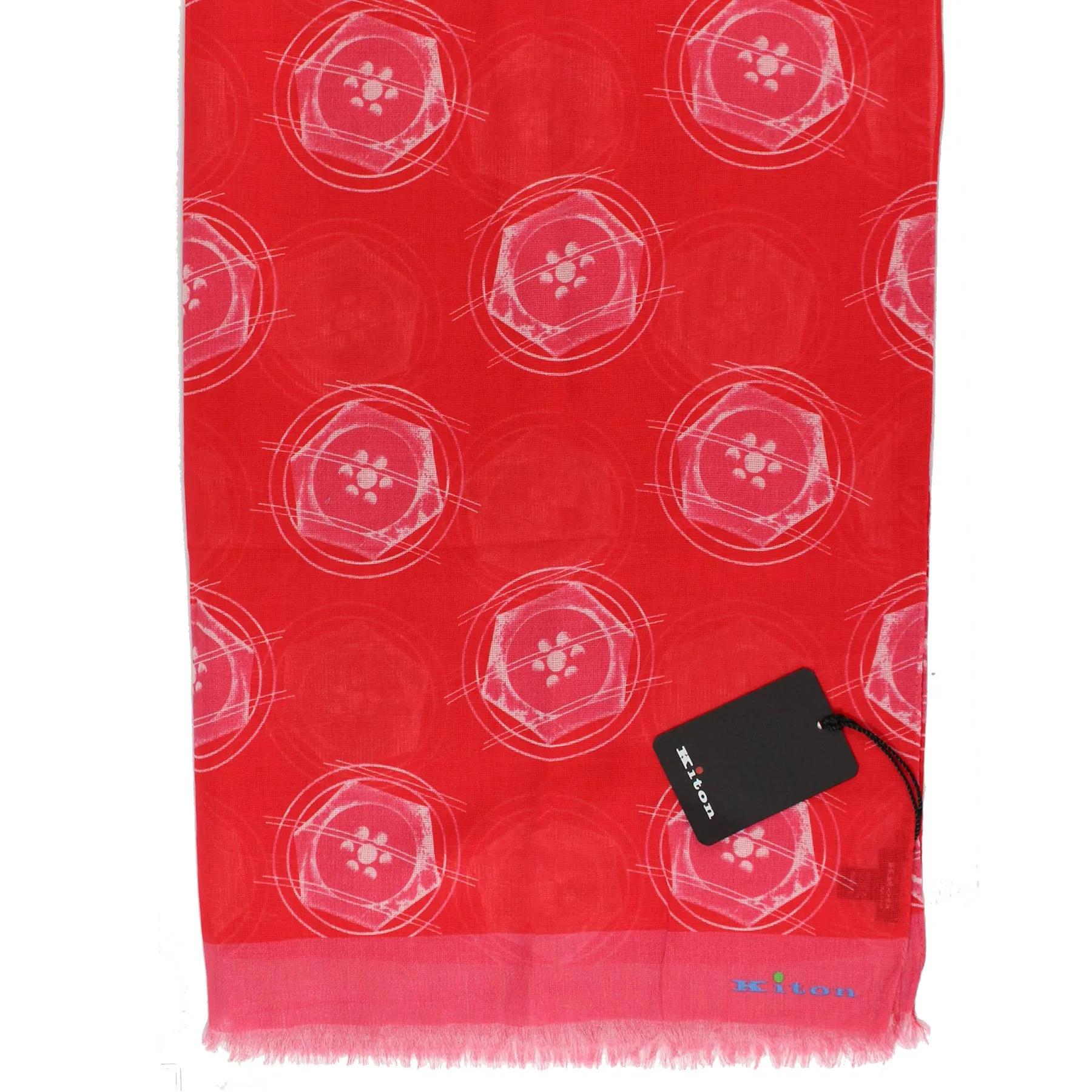 Kiton Cotton Scarf Red Pink Design SALE