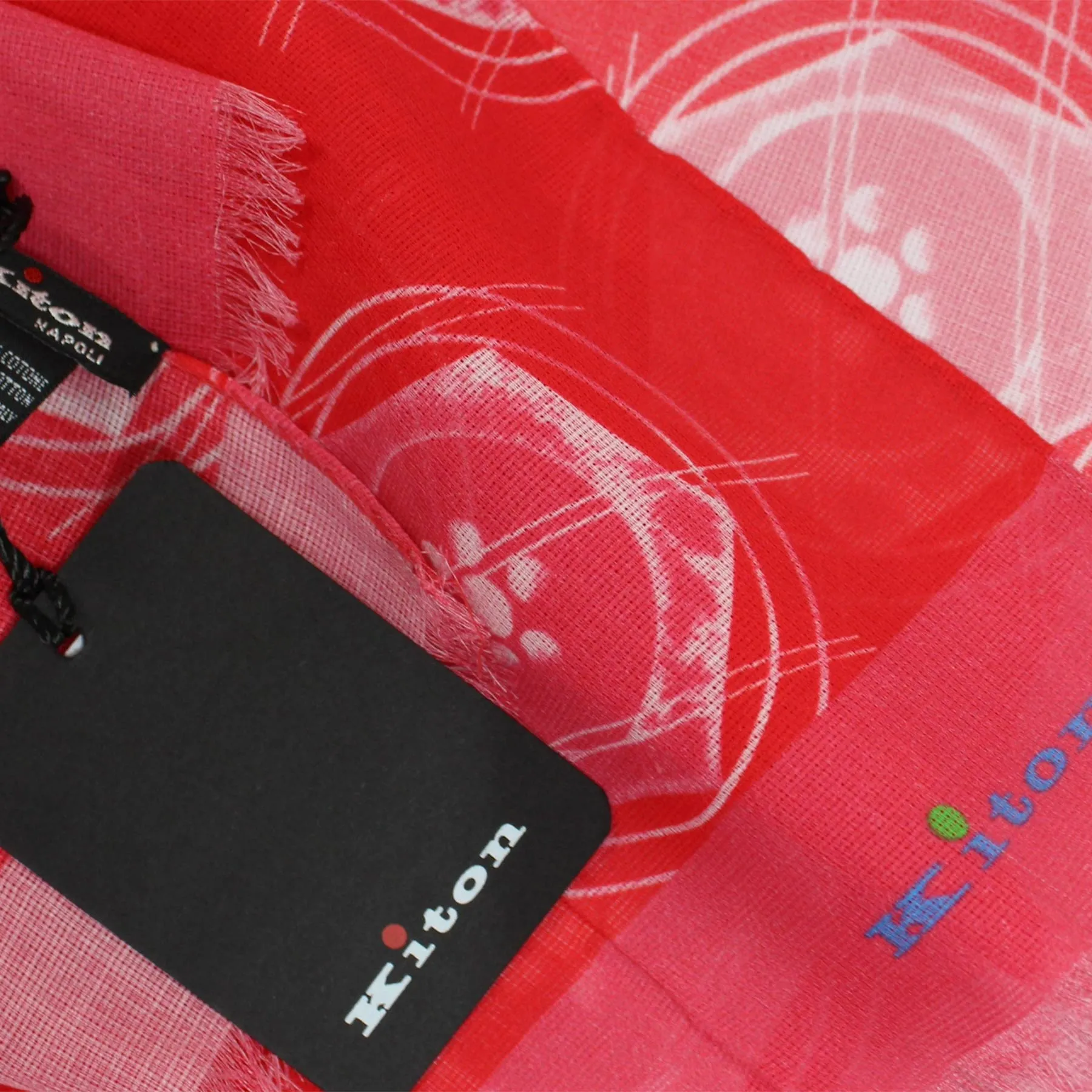 Kiton Cotton Scarf Red Pink Design SALE