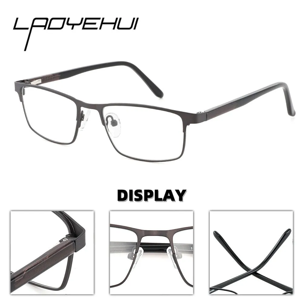 Laoyehui Unisex Full Rim Square Alloy Reading Glasses Anti Blue Light 18049